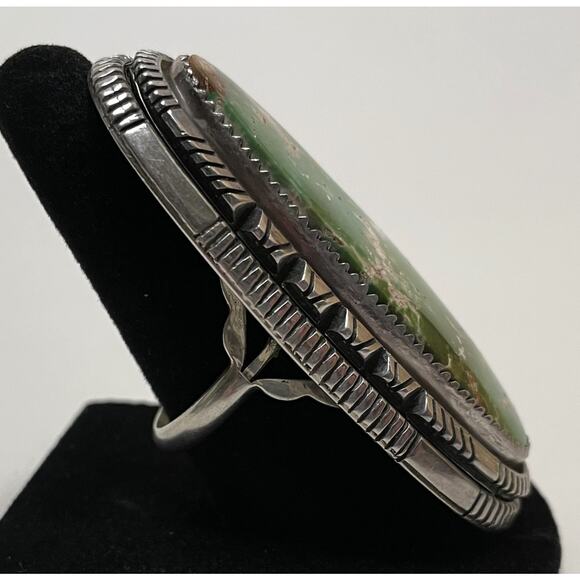 William G Johnson Navajo Lge Royston Turquoise Ring 10 Green Golden Brown Matrix - Picture 4 of 15